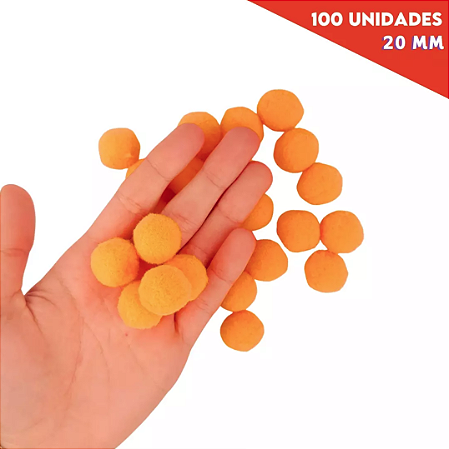 Pom-Pom Fofinho Solto - 20mm - Pct C/ 100 Unid. COR: LARANJA-523