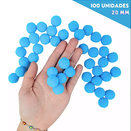 Pom-Pom Fofinho Solto - 20mm - Pct C/ 100 Unid. COR: AZUL-TURQUESA-199