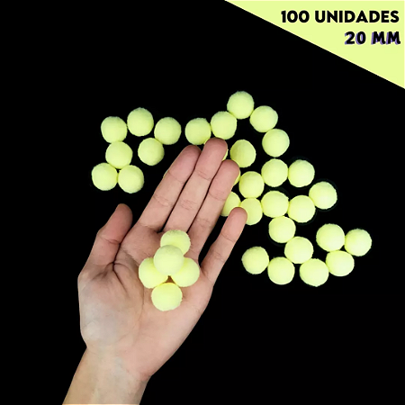 Pom-Pom Fofinho Solto - 20mm - Pct C/ 100 Unid. COR: AMARELO-BEBE-104