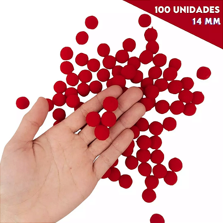 Pom Pom Fofinho Solto - 14mm - Pct C/ 100 Unid. COR: VERMELHO-145