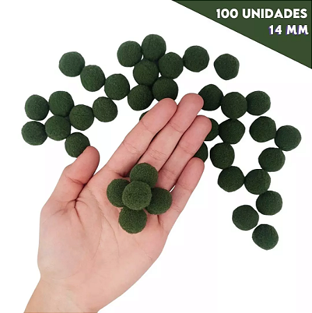 Pom Pom Fofinho Solto - 14mm - Pct C/ 100 Unid. COR: VERDE-MUSGO-260