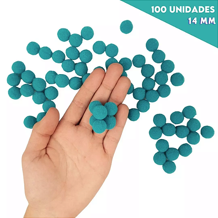 Pom Pom Fofinho Solto - 14mm - Pct C/ 100 Unid. COR: VERDE-JADE-539