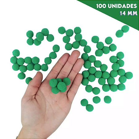 Pom Pom Fofinho Solto - 14mm - Pct C/ 100 Unid. COR: VERDE-BANDEIRA-540