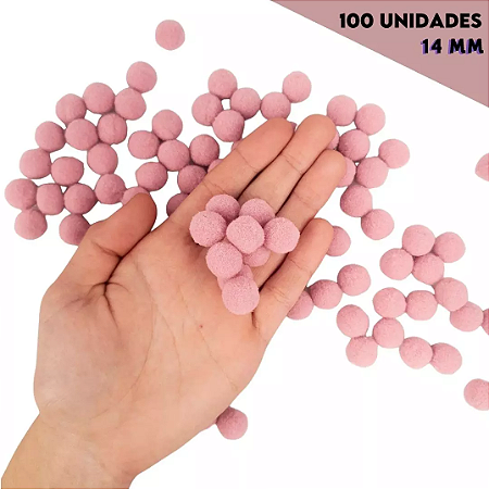 Pom Pom Fofinho Solto - 14mm - Pct C/ 100 Unid. COR: ROSE-135