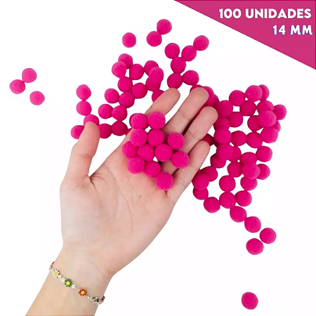 Pom Pom Fofinho Solto - 14mm - Pct C/ 100 Unid. COR: ROSA-NEON-03