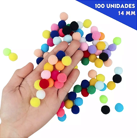 Pom Pom Fofinho Solto - 14mm - Pct C/ 100 Unid. COR: MULT