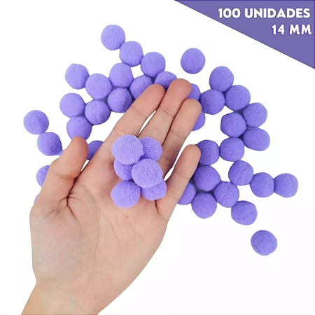 Pom Pom Fofinho Solto - 14mm - Pct C/ 100 Unid. COR: LILAS-164