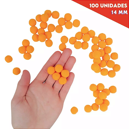 Pom Pom Fofinho Solto - 14mm - Pct C/ 100 Unid. COR: LARANJA-523