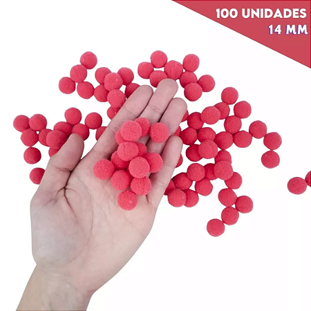 Pom Pom Fofinho Solto - 14mm - Pct C/ 100 Unid. COR: CORAL-816