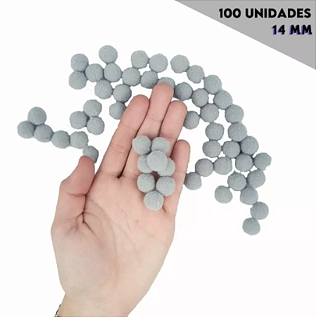 Pom Pom Fofinho Solto - 14mm - Pct C/ 100 Unid. COR: CINZA-PRATA-300