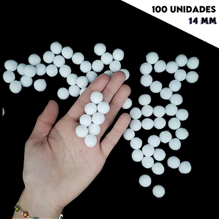 Pom Pom Fofinho Solto - 14mm - Pct C/ 100 Unid. COR: BRANCO-101