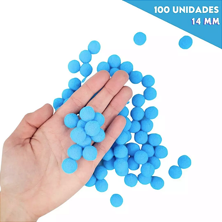 Pom Pom Fofinho Solto - 14mm - Pct C/ 100 Unid. COR: AZUL-TURQUESA-199
