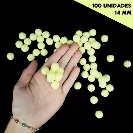 Pom Pom Fofinho Solto - 14mm - Pct C/ 100 Unid. COR: AMARELO-BEBE-104
