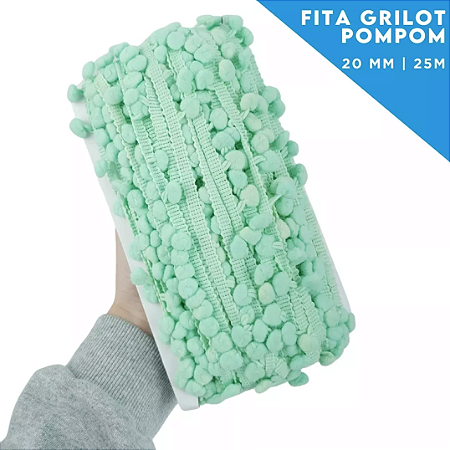 Fita Grelot Pom-Pom Em Metro - 20mm - Rolo C/ 25 Mts COR: VERDE-BEBE-238
