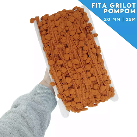 Fita Grelot Pom-Pom Em Metro - 20mm - Rolo C/ 25 Mts COR: TERRA-808