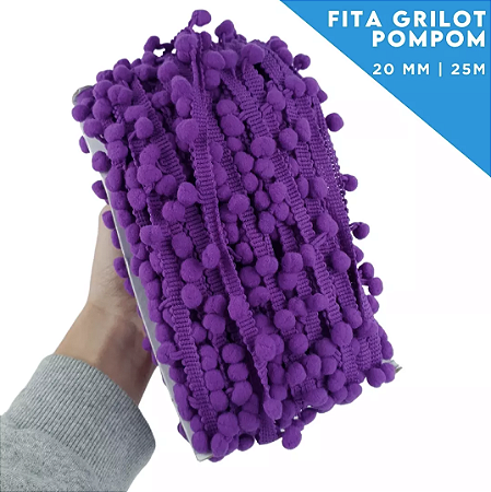Fita Grelot Pom-Pom Em Metro - 20mm - Rolo C/ 25 Mts COR: ROXO-218