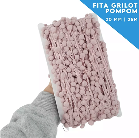 Fita Grelot Pom-Pom Em Metro - 20mm - Rolo C/ 25 Mts COR: ROSE-135