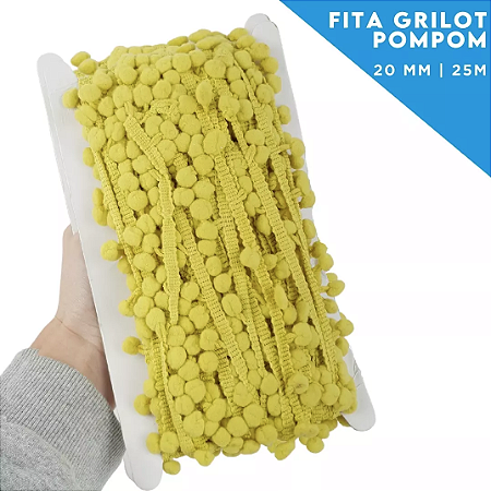 Fita Grelot Pom-Pom Em Metro - 20mm - Rolo C/ 25 Mts COR: MOSTARDA-130