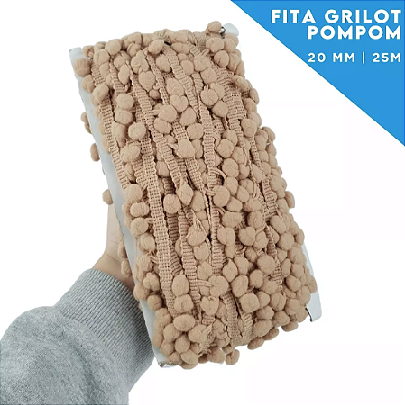 Fita Grelot Pom-Pom Em Metro - 20mm - Rolo C/ 25 Mts COR: CARAMELO-267
