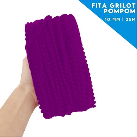 Fita Grelot Pom-Pom Em Metro - 10mm - Rolo C/ 25 Mts COR: FUCSIA-06