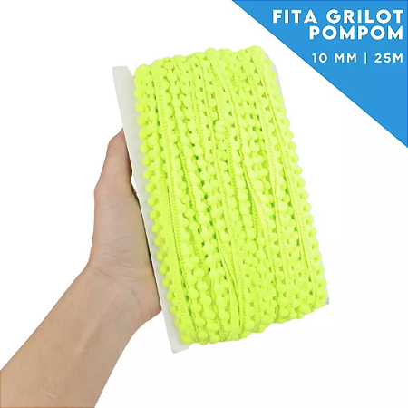 Fita Grelot Pom-Pom Em Metro - 10mm - Rolo C/ 25 Mts COR: VERDE-LIMAO-225