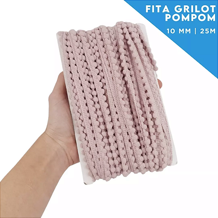 Fita Grelot Pom-Pom Em Metro - 10mm - Rolo C/ 25 Mts COR: ROSE-135
