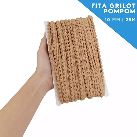 Fita Grelot Pom-Pom Em Metro - 10mm - Rolo C/ 25 Mts COR: CARAMELO-267