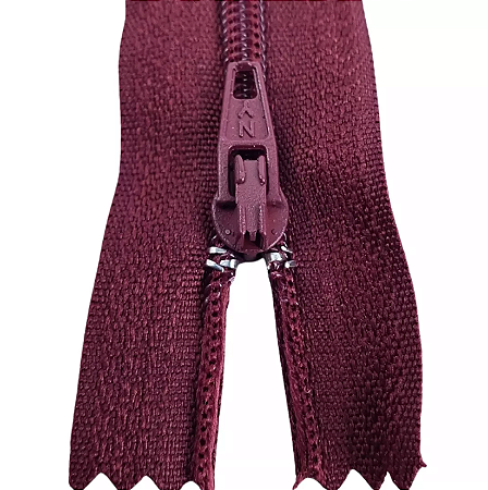 10 Ziper Comum Nylon Fino - 30cm - Nº3 - COR:VINHO-ESCURO-173