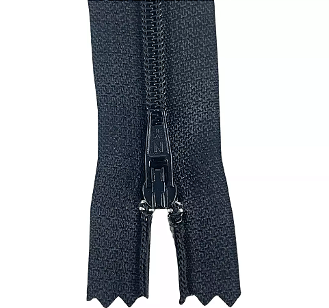 10 Ziper Comum Nylon Fino - 18cm - Nº3 - COR:PRETO-310