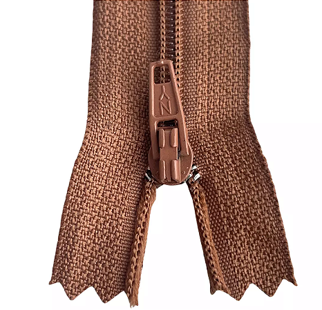 10 Ziper Comum Nylon Fino - 18cm - Nº3 - COR:FERRUGEM-809