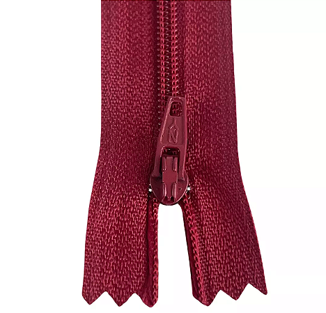 10 Ziper Comum Nylon Fino - 12cm - Nº3 - COR:VINHO-CLARO-520