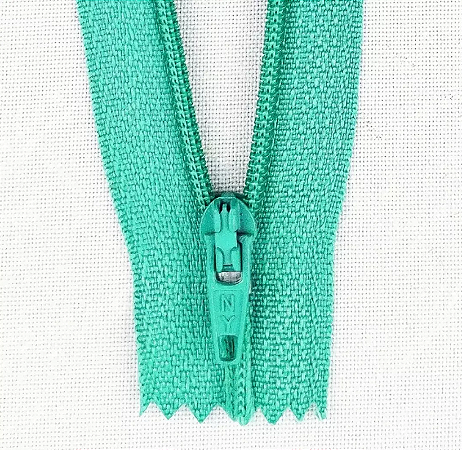 10 Ziper Comum Nylon Fino - 12cm - Nº3 - COR:VERDE-JADE-539