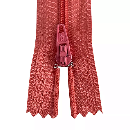 10 Ziper Comum Nylon Fino - 12cm - Nº3 - COR:CORAL-816