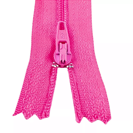 10 Ziper Comum Nylon Fino - 10cm - Nº3 - COR:ROSA-NEON-03