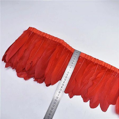 Franja Pena de Ganso em Metro - Rolo C/ 2 Mts Tam:17-18cm COR: VERMELHO