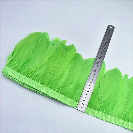 Franja Pena de Ganso em Metro - Rolo C/ 2 Mts Tam:17-18cm COR: VERDE-LIMAO