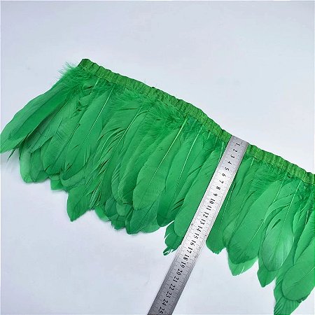 Franja Pena de Ganso em Metro - Rolo C/ 2 Mts Tam:17-18cm COR: VERDE-BANDEIRA