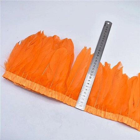 Franja Pena de Ganso em Metro - Rolo C/ 2 Mts Tam:17-18cm COR: LARANJA