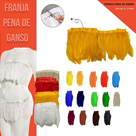 Franja Pena de Ganso em Metro - Rolo C/ 2 Mts Tam:17-18cm COR: BEGE