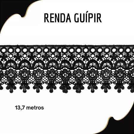 Renda Guipir CHL-586 9.0 Cm -  Rolo C/13.7 Metros Cor:Preto
