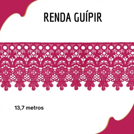 Renda Guipir CHL-586 9.0 Cm -  Rolo C/13.7 Metros Cor:Pink