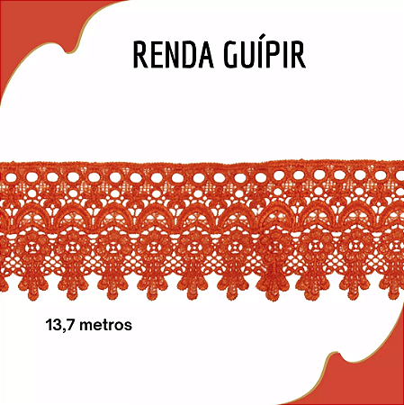 Renda Guipir CHL-586 9.0 Cm -  Rolo C/13.7 Metros Cor:Laranja