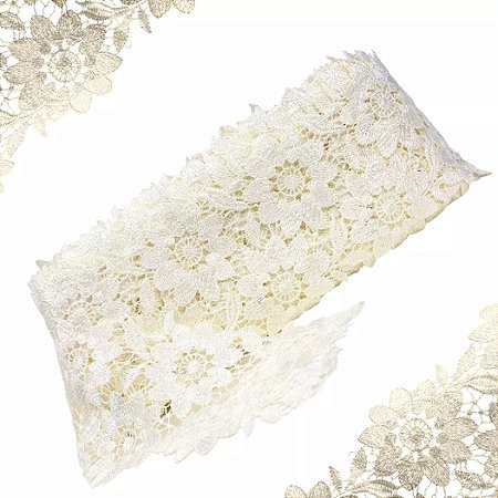 Renda Guipir CHL-573 Entremeio 12.0 Cm -  Rolo C/13.7 Metros Cor:Natural