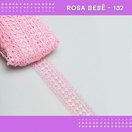 Renda Guipir CHL-469 3.5 Cm -  Rolo C/13.7 Mts COR:ROSA-BEBE-132