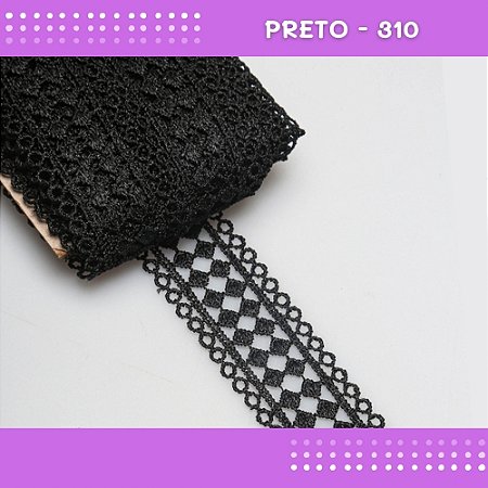 Renda Guipir CHL-469 3.5 Cm -  Rolo C/13.7 Mts COR:PRETO-310