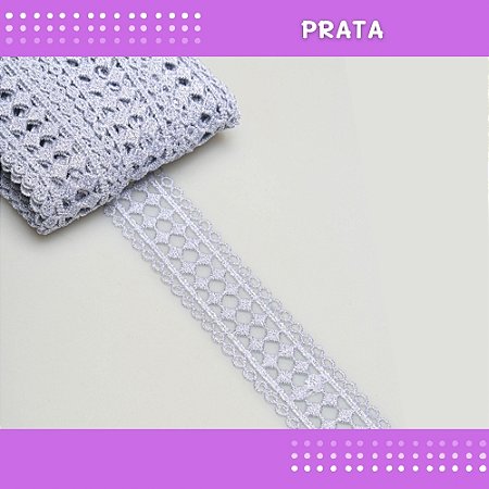 Renda Guipir CHL-469 3.5 Cm -  Rolo C/13.7 Mts COR:PRATA