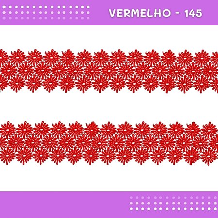 Renda Guipir CHL-601 - 6.5 Cm - Rolo C/13.7 Mts COR:VERMELHO-145
