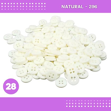 Botão de Camisaria 4 Furos 01485 Tam:28 - Pct c/144 Unid. Cor:NATURAL-296