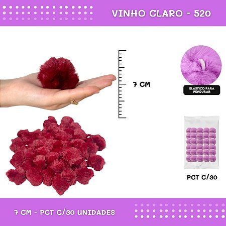 Pom Pom Pelucia - 70mm - Pct C/30 Unid. COR: VINHO-520
