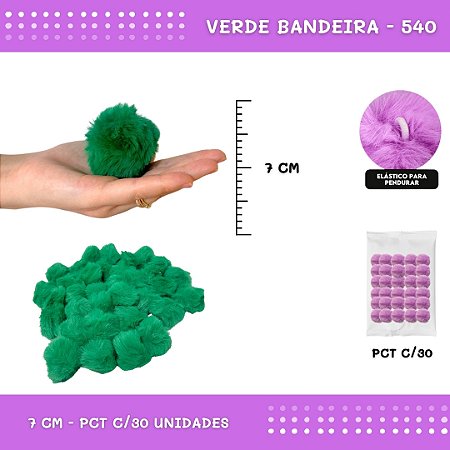 Pom Pom Pelucia - 70mm - Pct C/30 Unid. COR: VERDE-BANDEIRA-540